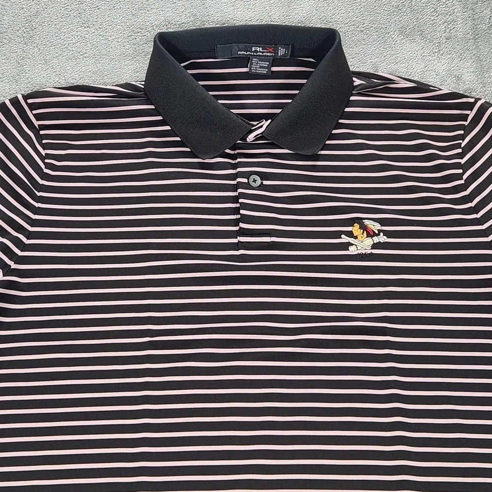 RLX Ralph Lauren Polo Shirt Mens Large Black Pink Philadelphia Cricket‎ Club
